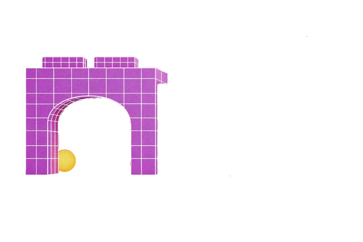 A magenta wireframe gateway beside its white wireframe counterpart