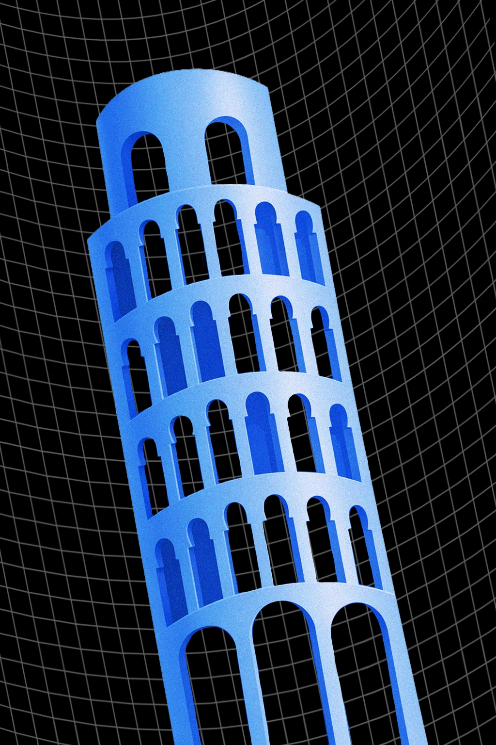 Stylised illustration of the Leaning Tower of Pisa