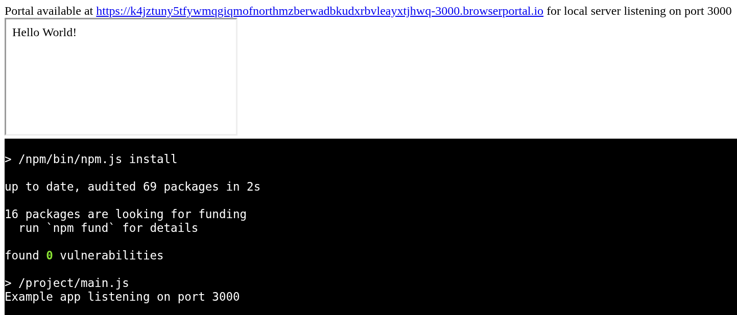 The index.html page rendered
